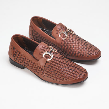 Woven Leather Shoes - Tan Brown