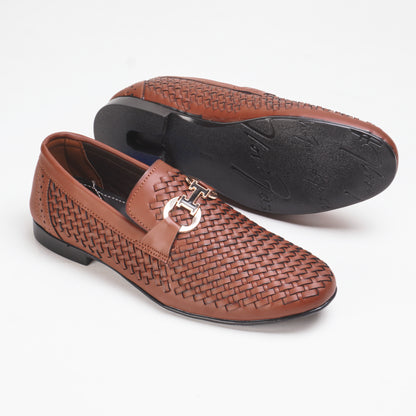 Woven Leather Shoes - Tan Brown