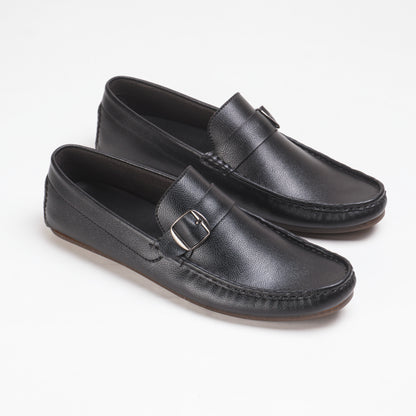 Classic Black Buckle Loafers