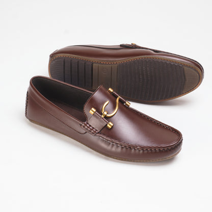 Men's Luxe S-Buckle Leather Loafers – Rich Brown