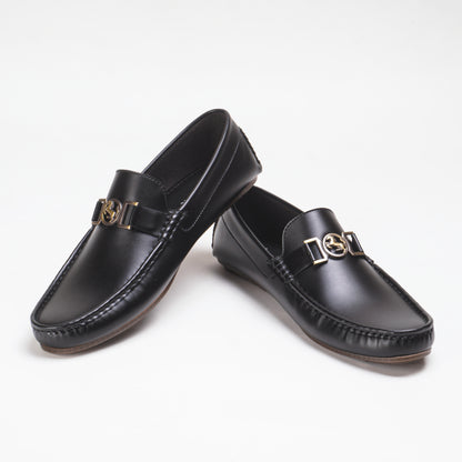 Black Elegance Buckle Loafers