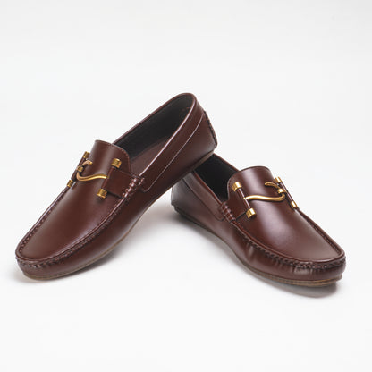 Men's Luxe S-Buckle Leather Loafers – Rich Brown