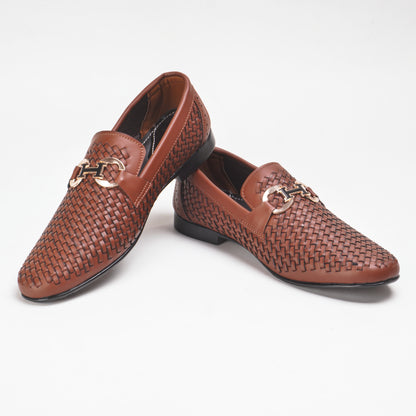 Woven Leather Shoes - Tan Brown