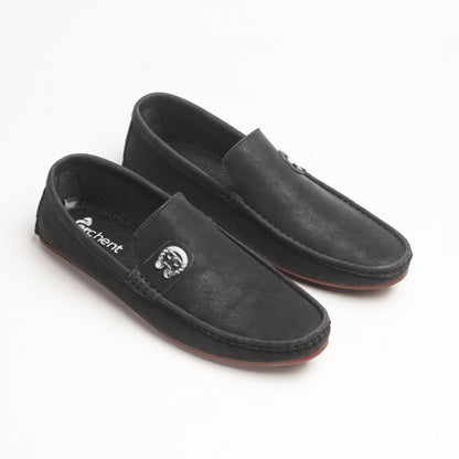 Black Sweat Loafers with Signature Metal Accent