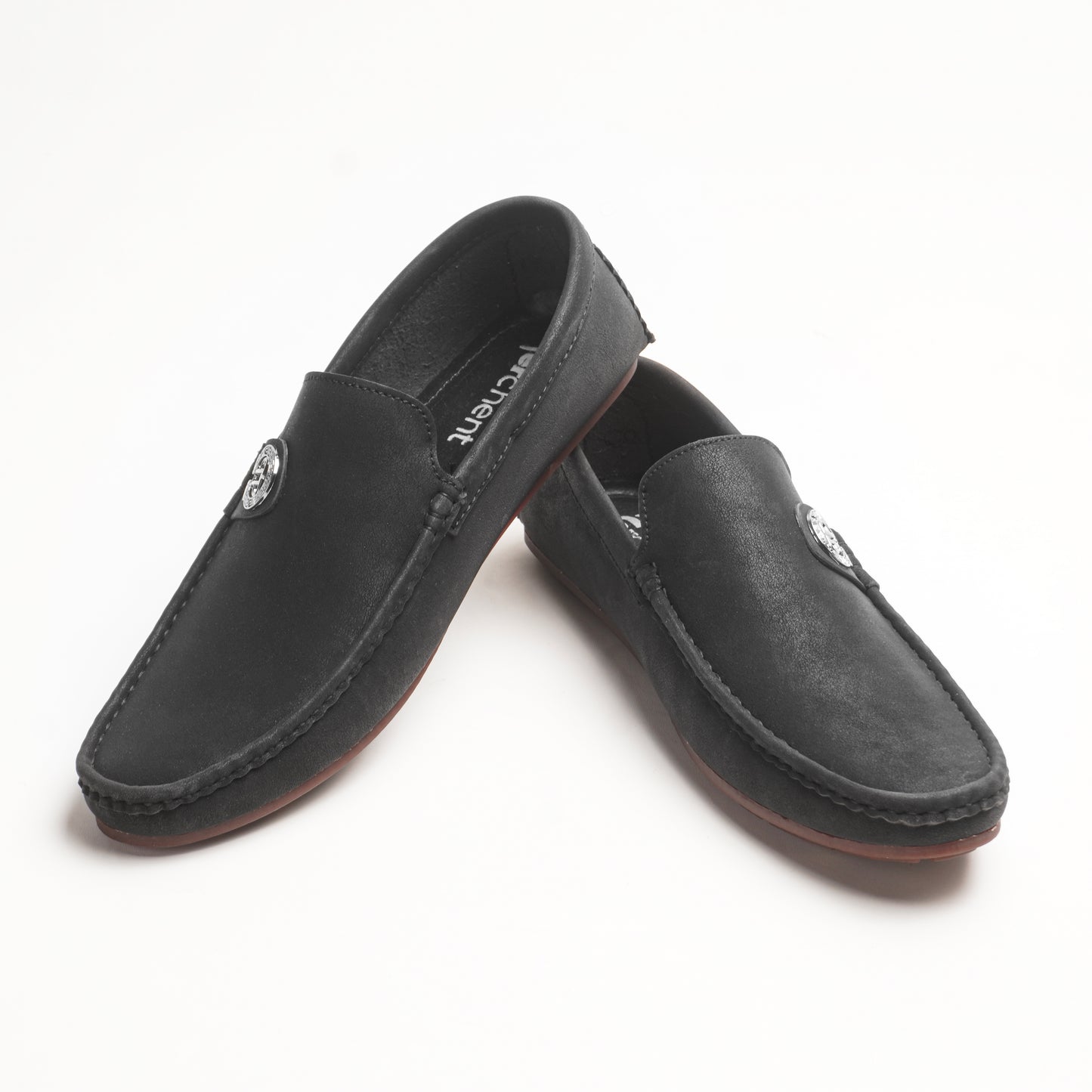 Black Sweat Loafers with Signature Metal Accent