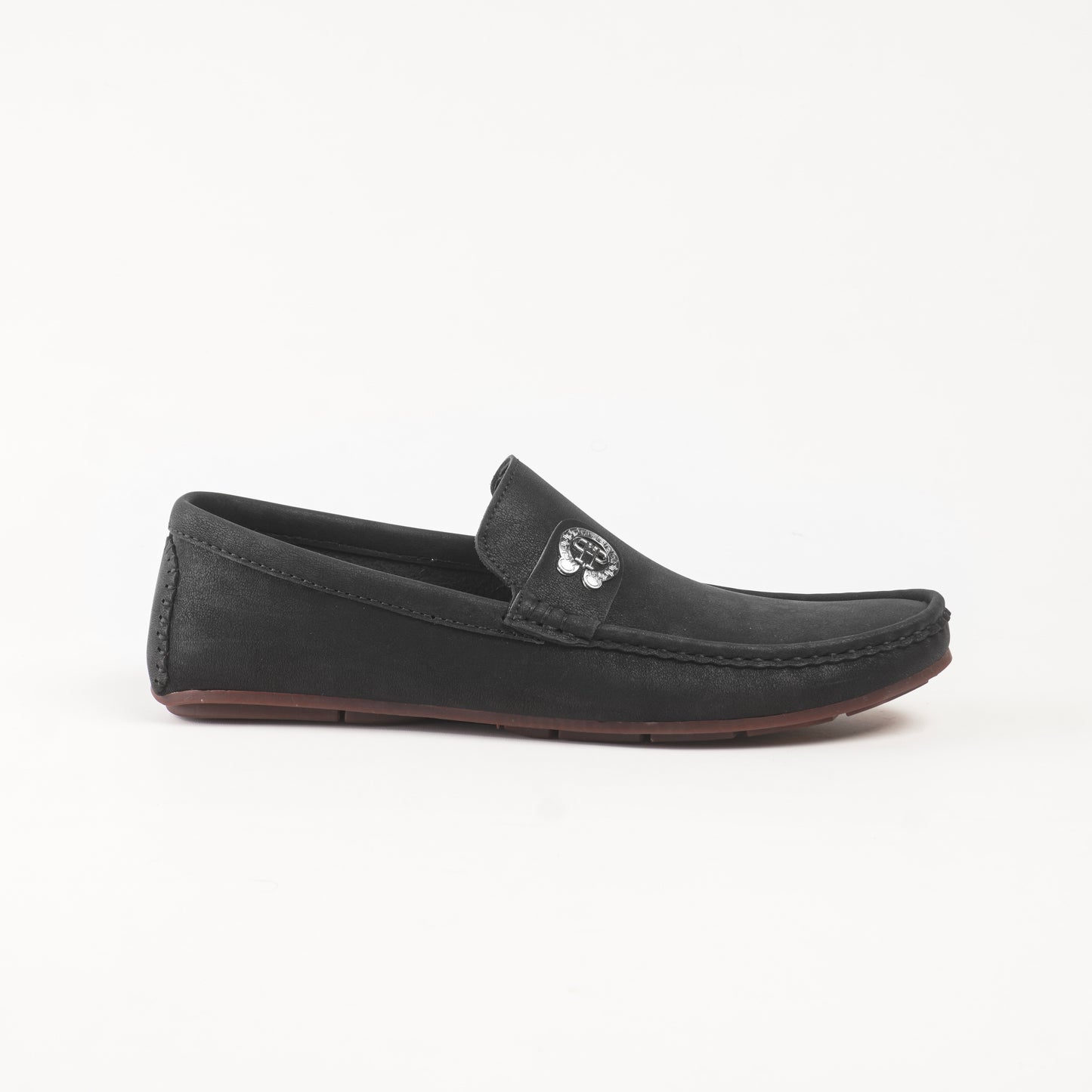 Black Sweat Loafers with Signature Metal Accent