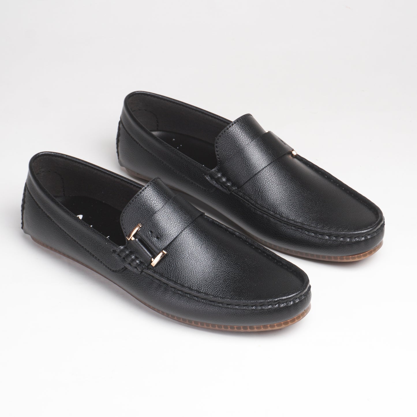 Classic Golden Side Buckle Loafers