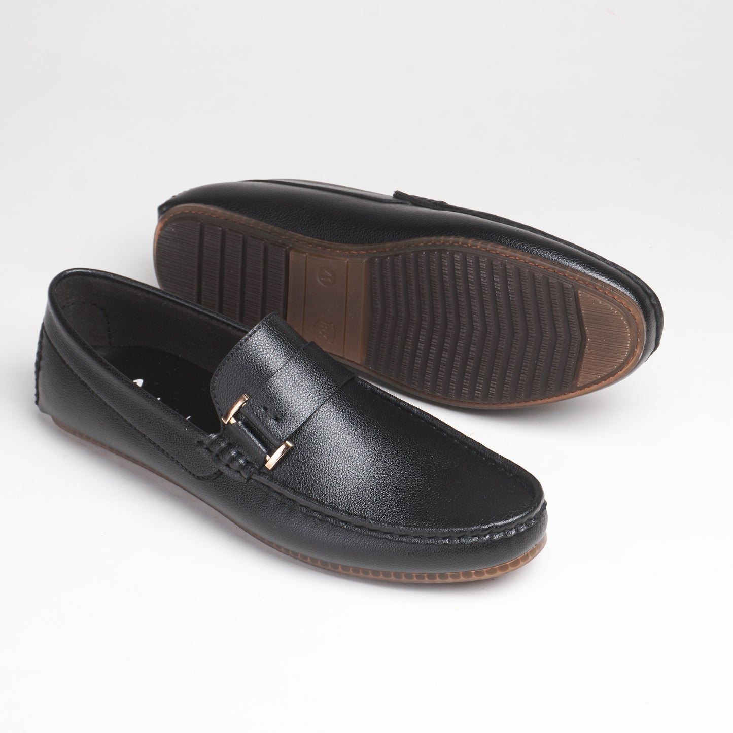 Classic Golden Side Buckle Loafers