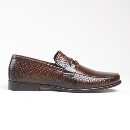 Sophisticated Brown Two-Tone Formal with a Textured design and metal buckle.