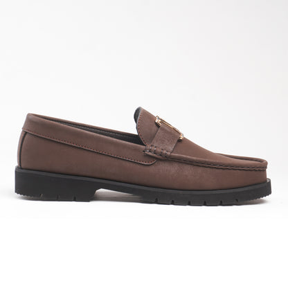 Elegant Brown Sweat loafers with a bold gold-tone "LV" logo & Chunky Sole